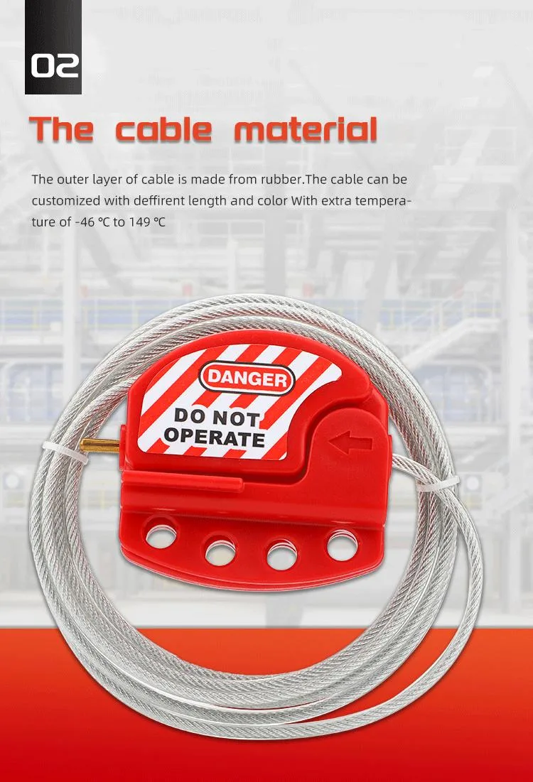 Industrial Device Safety Steel Insulation Wire Cable Lockout Tagout Adjustable Cable Lockout